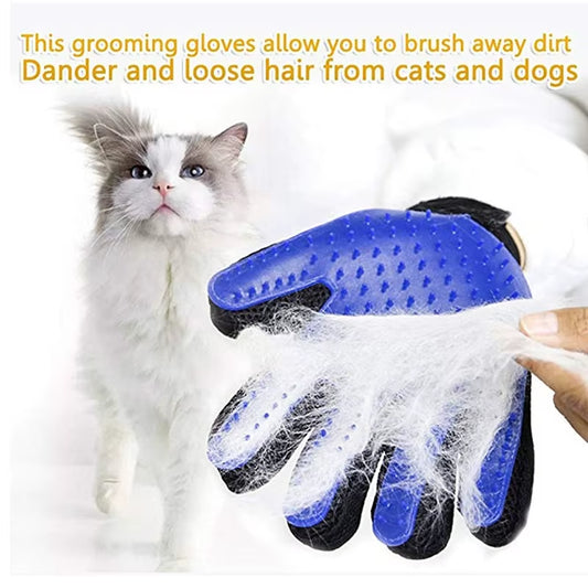 Pet Grooming Glove - Gentle Deshedding Brush Glove - Efficient Pet Hair Remover Mitt - Massage Tool with Enhanced Five Finger
