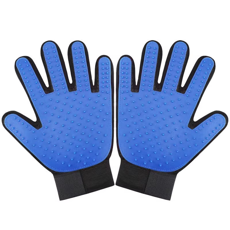 Pet Grooming Glove - Gentle Deshedding Brush Glove - Efficient Pet Hair Remover Mitt - Massage Tool with Enhanced Five Finger