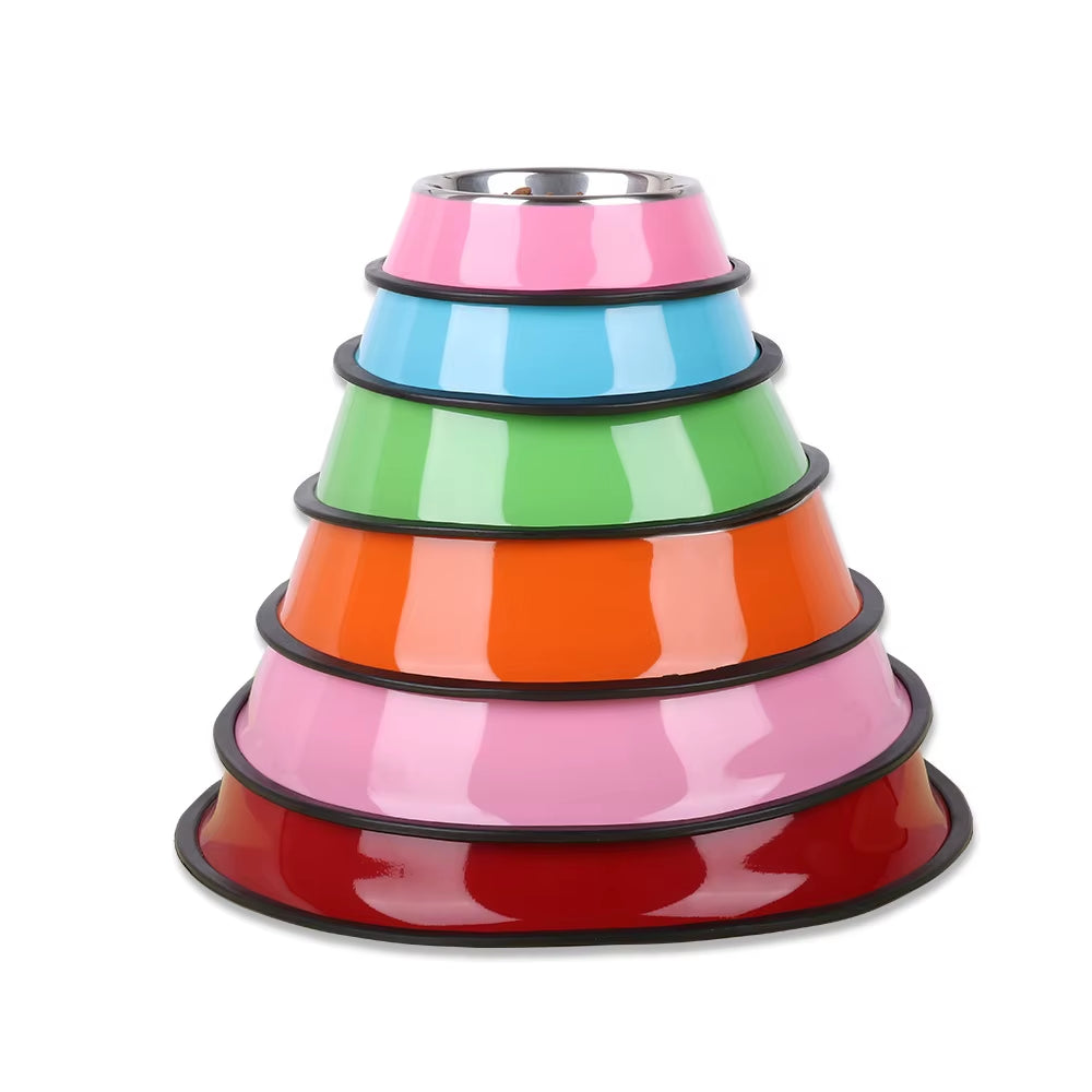 Wholesale Eco-Friendly Stainless Steel Dog Cat Bowl Non-Slip round Pet Feeder Dog Feeding Bowl Feeders Pet Supply