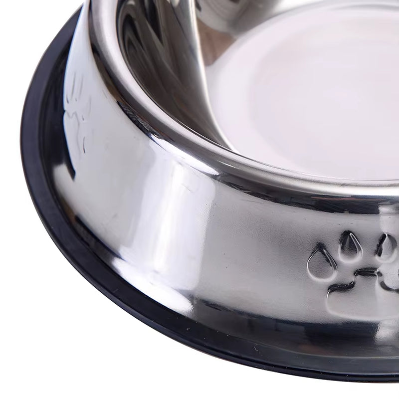 Wholesale Eco-Friendly Stainless Steel Dog Cat Bowl Non-Slip round Pet Feeder Dog Feeding Bowl Feeders Pet Supply