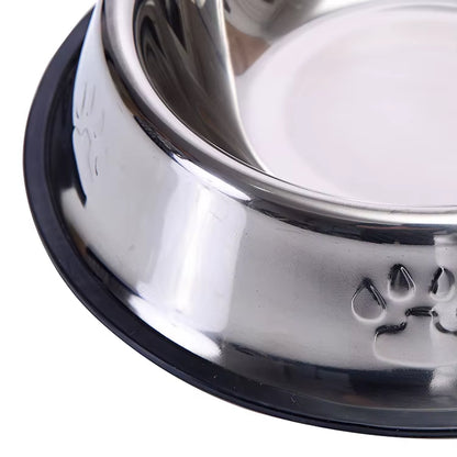 Wholesale Eco-Friendly Stainless Steel Dog Cat Bowl Non-Slip round Pet Feeder Dog Feeding Bowl Feeders Pet Supply