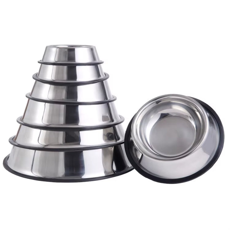 Wholesale Eco-Friendly Stainless Steel Dog Cat Bowl Non-Slip round Pet Feeder Dog Feeding Bowl Feeders Pet Supply