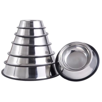 Wholesale Eco-Friendly Stainless Steel Dog Cat Bowl Non-Slip round Pet Feeder Dog Feeding Bowl Feeders Pet Supply